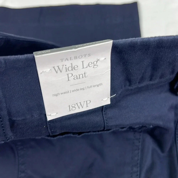Talbots New Women’s 18WP Navy Blue Pockets Wide Leg High Waist Full Length Pant - Picture 7 of 12